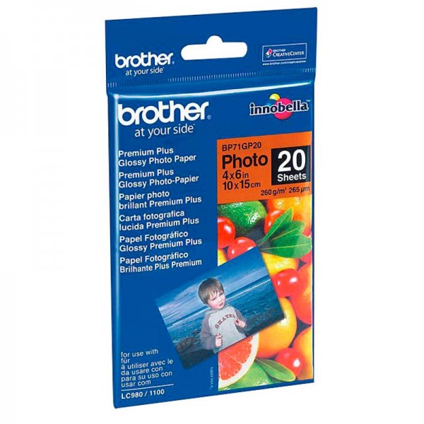 Brother BP71GP20 - Glänzend - 100 x 150 mm 20 Blatt Fotopapier