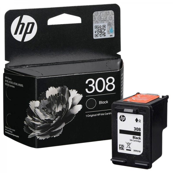 HP 308 Original Tinte schwarz für Envy 6110 6120 6130 6520 6530 7FP21UE