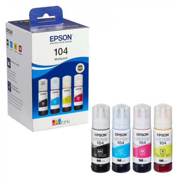 Epson 104 Tintenflaschen Multipack T00P640 für ET-1810 ET-2710 ET-2711 ET-2712 ET-2714