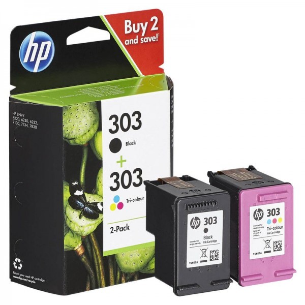 HP 303 Original Tintenpatrone Schwarz + Tri-Colour 3YM92AE für Envy Photo 6220 6222 6230